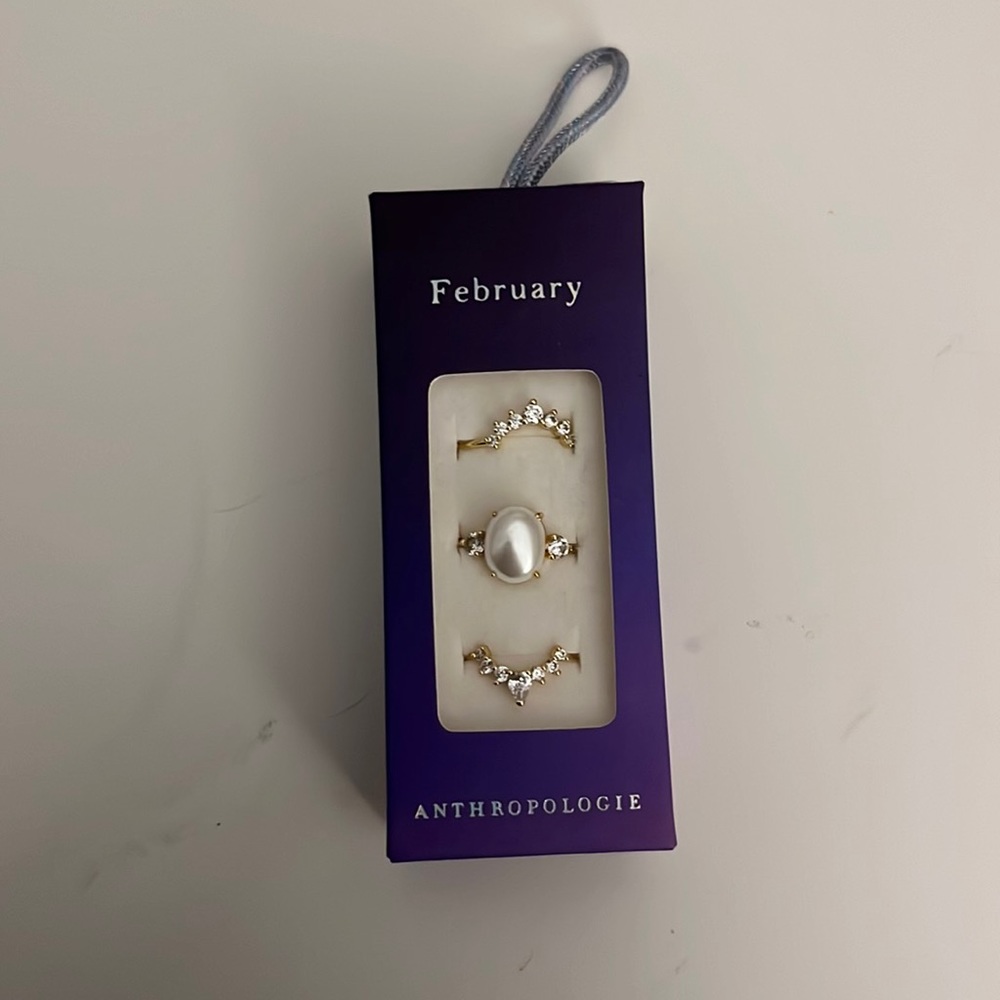 Anthropologie Jewelry | February Birthstone Ring Stack
